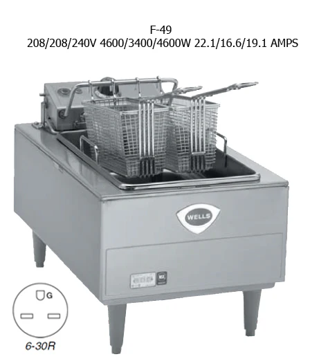 Wells F-15 Countertop Single Pot Electric Fryer 12" 15 lb. - 208-240v - Image 2
