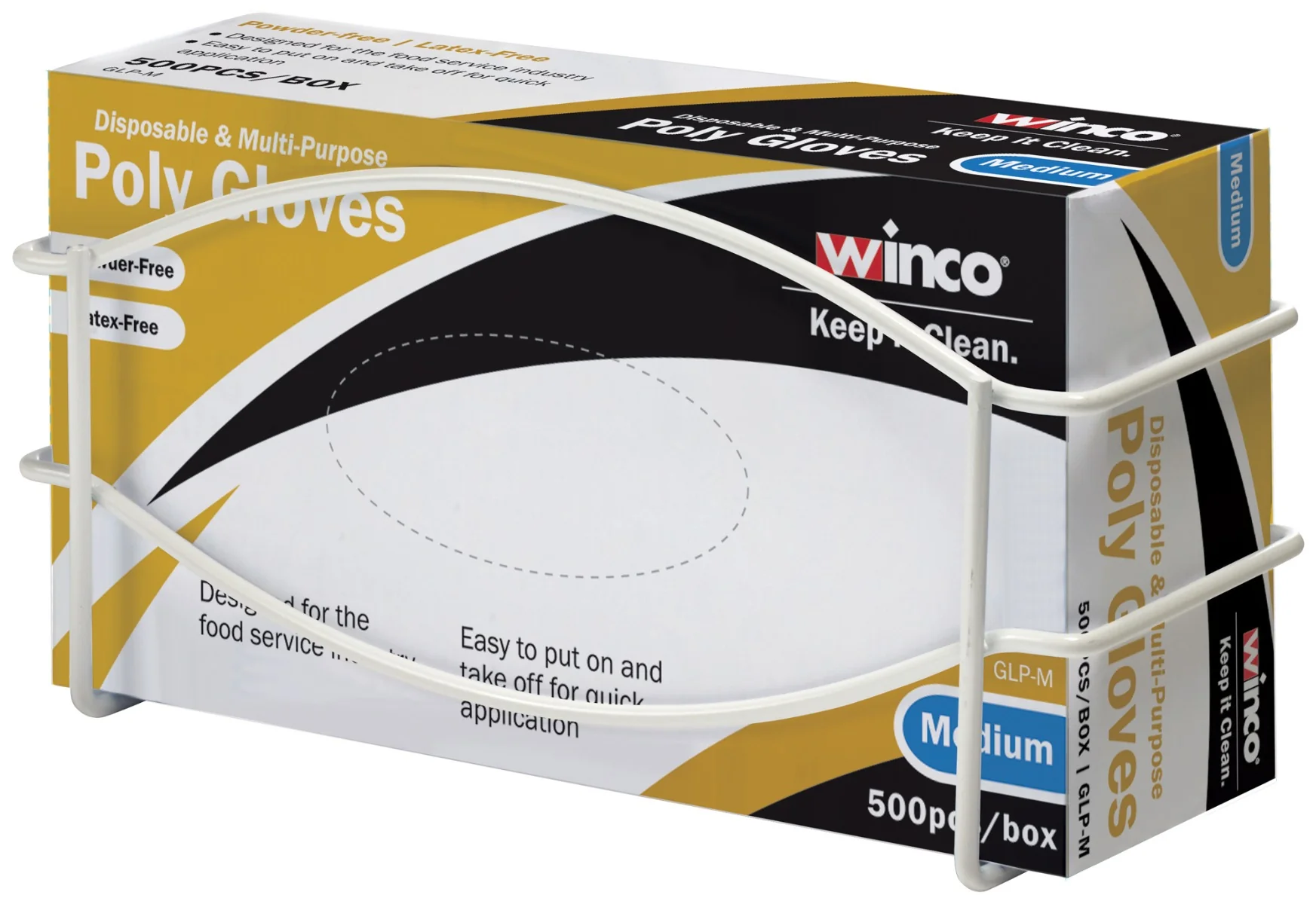 Winco WHW-11 Wall-Mount Steel Wire Disposable Glove Box Holder 10-1/4" x 3-5/8" x 5"H - White - Fits (1) 9-3/4" x 3-1/4" Box - 12/Case - Image 3